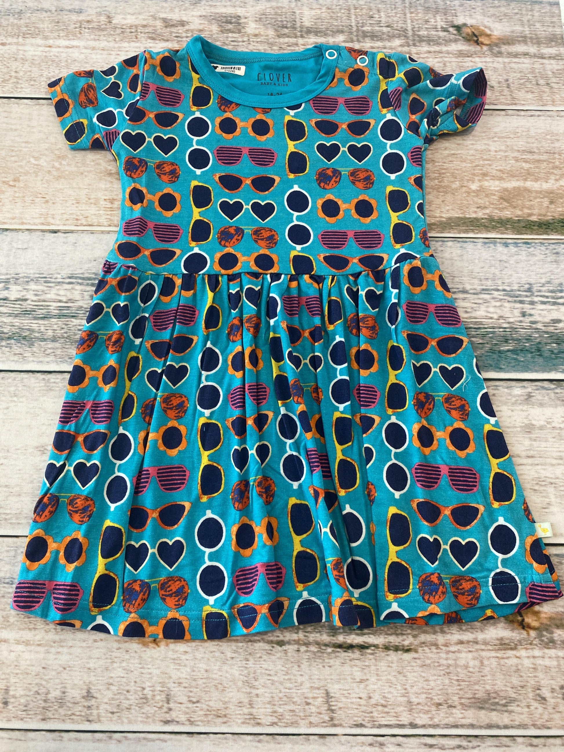 Clover Baby & Kids Girls Blue | orange | pink | Yellow Dress Size: 18-24 months Blue | orange | pink | Yellow