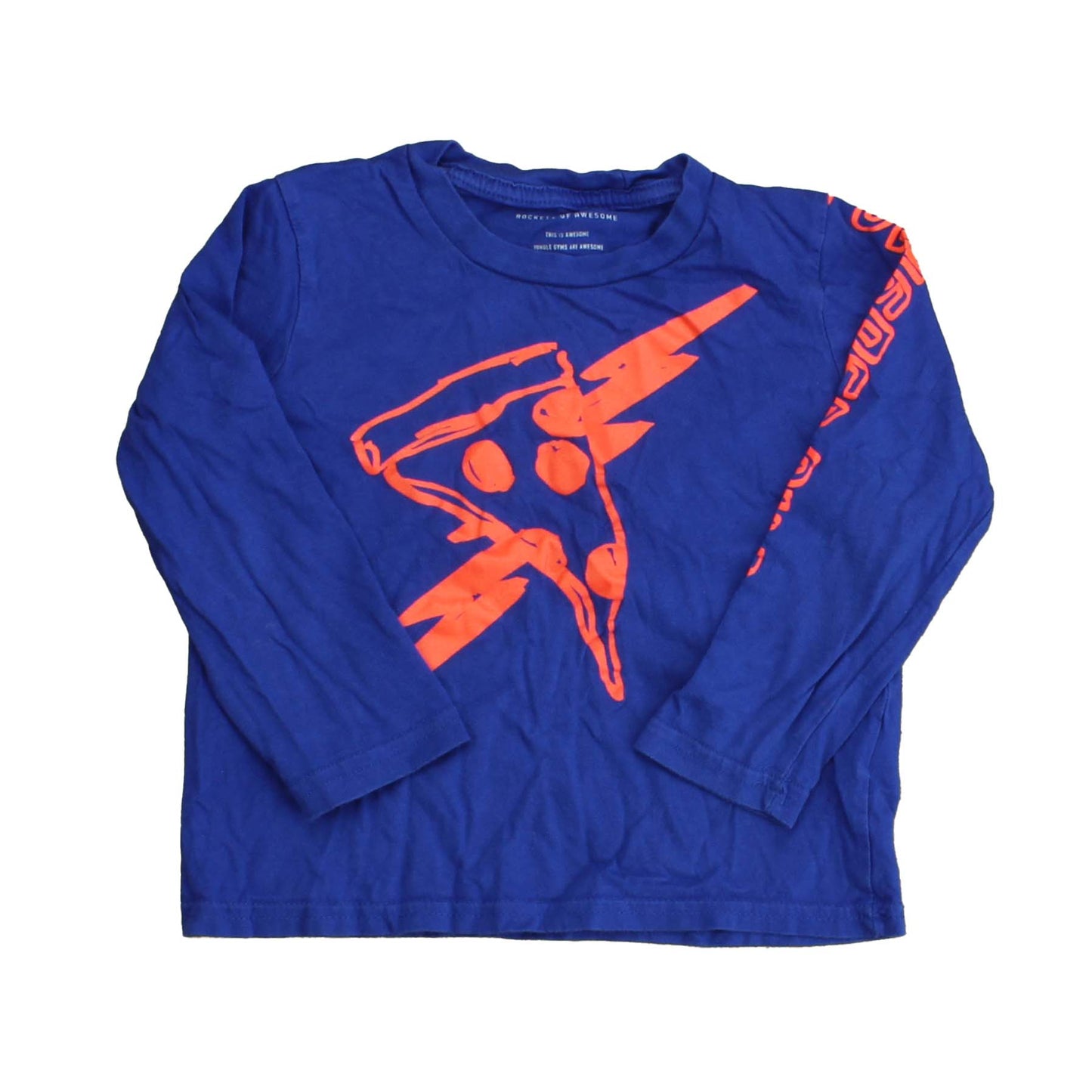 Rockets Of Awesome Boys Blue | Orange | Pizza Long Sleeve T-Shirt Size: Little Boy Blue | Orange | Pizza