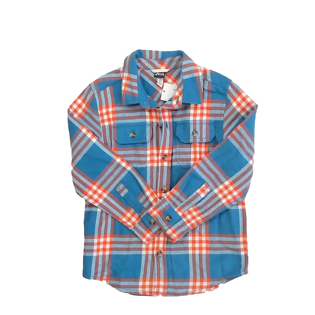 Tea Collection Boys Blue | Orange Plaid Button Down Long Sleeve Size: 5T Blue | Orange Plaid