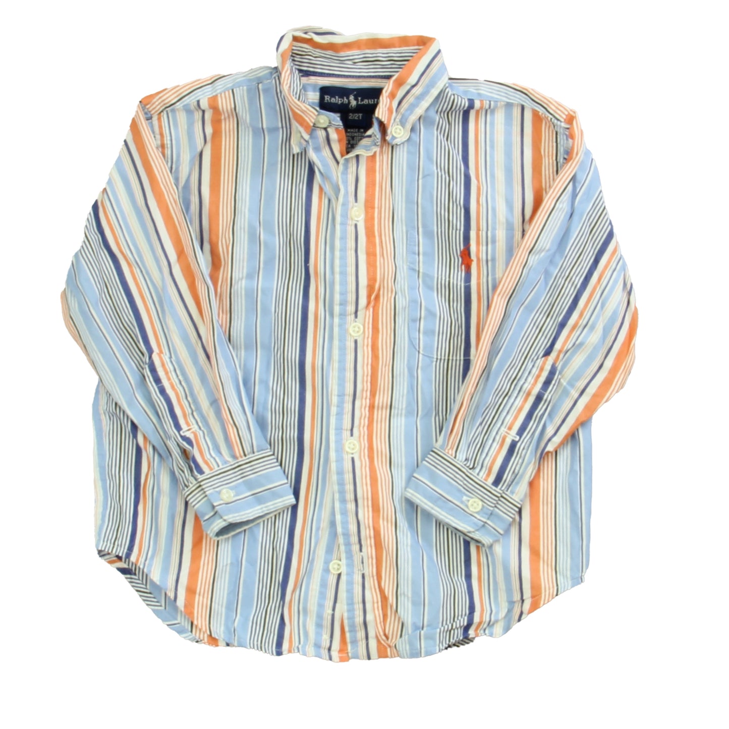 Ralph Lauren Boys Blue | Orange Stripe Button Down Long Sleeve Size: 2T