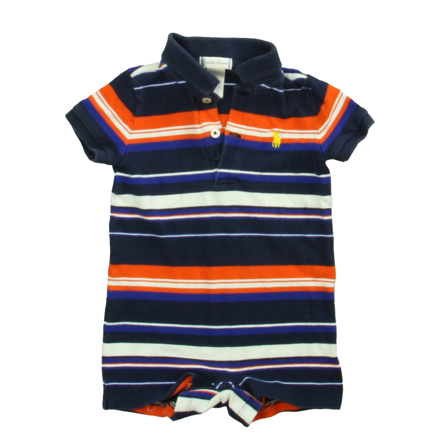 Ralph Lauren Boys Blue | Orange Stripe Romper Size: 9 Months Blue | Orange Stripe