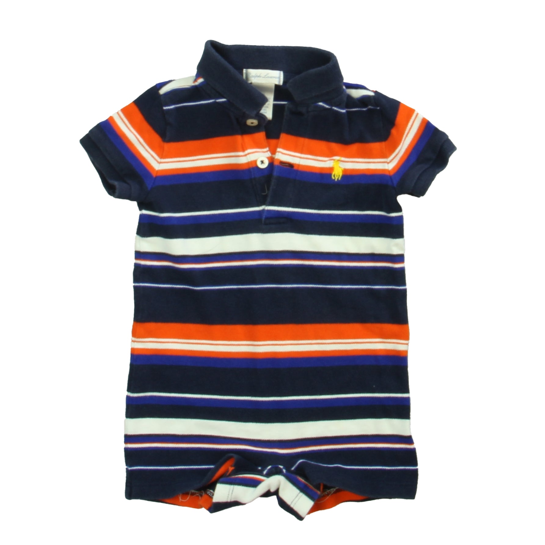 Ralph Lauren Boys Blue | Orange Stripe Romper Size: 9 Months Blue | Orange Stripe