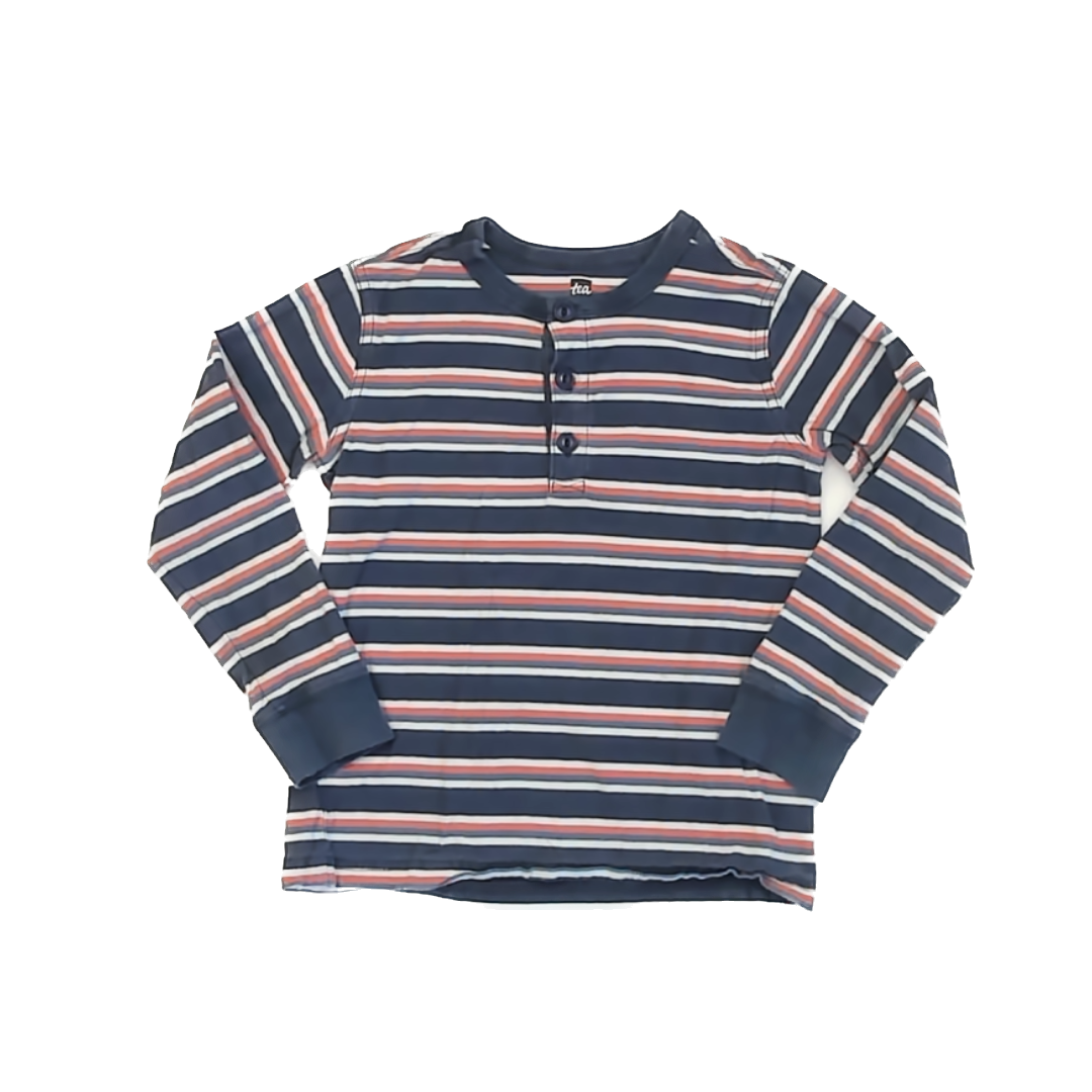 Tea Collection Boys Blue | Orange Stripe Long Sleeve Tops Size: 6 Years Blue | Orange Stripe