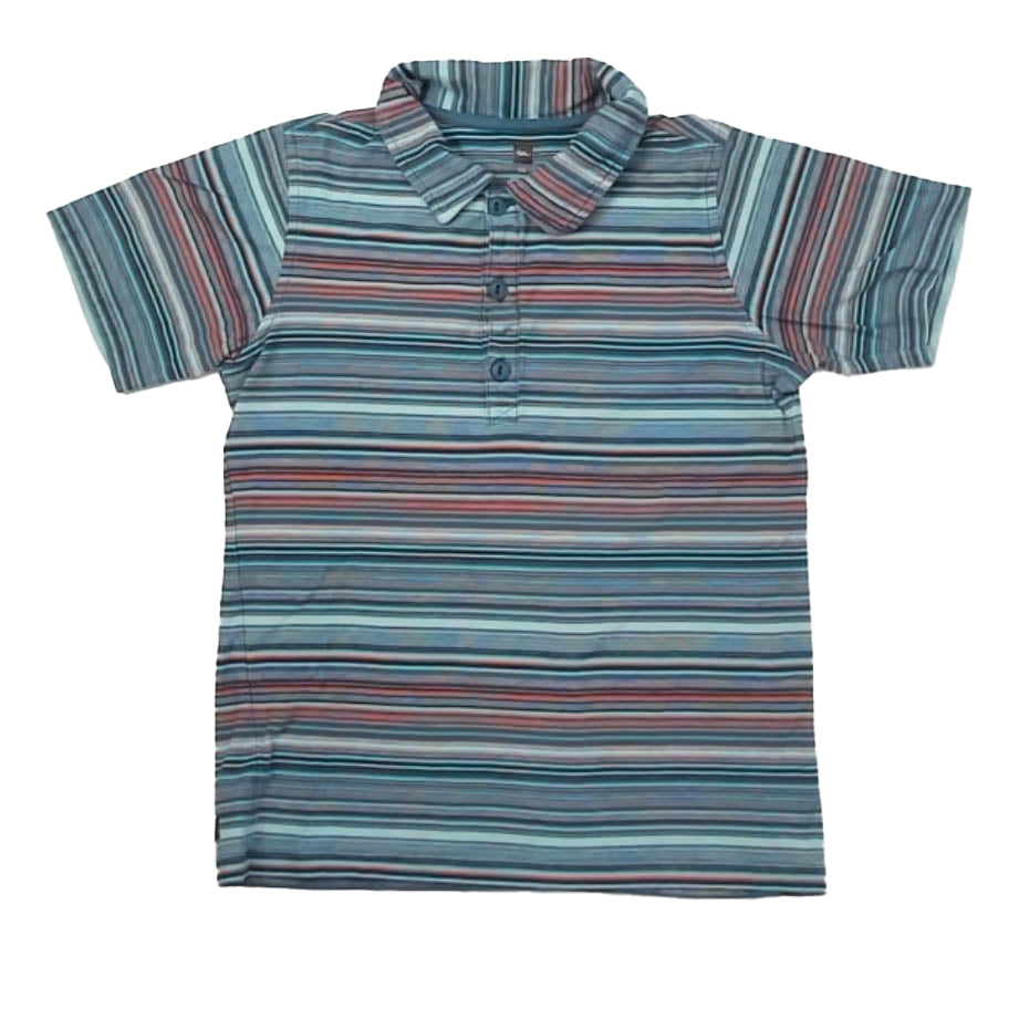 Tea Collection Boys Blue | Orange Stripe Polo Shirt Size: 12 Years Blue | Orange Stripe