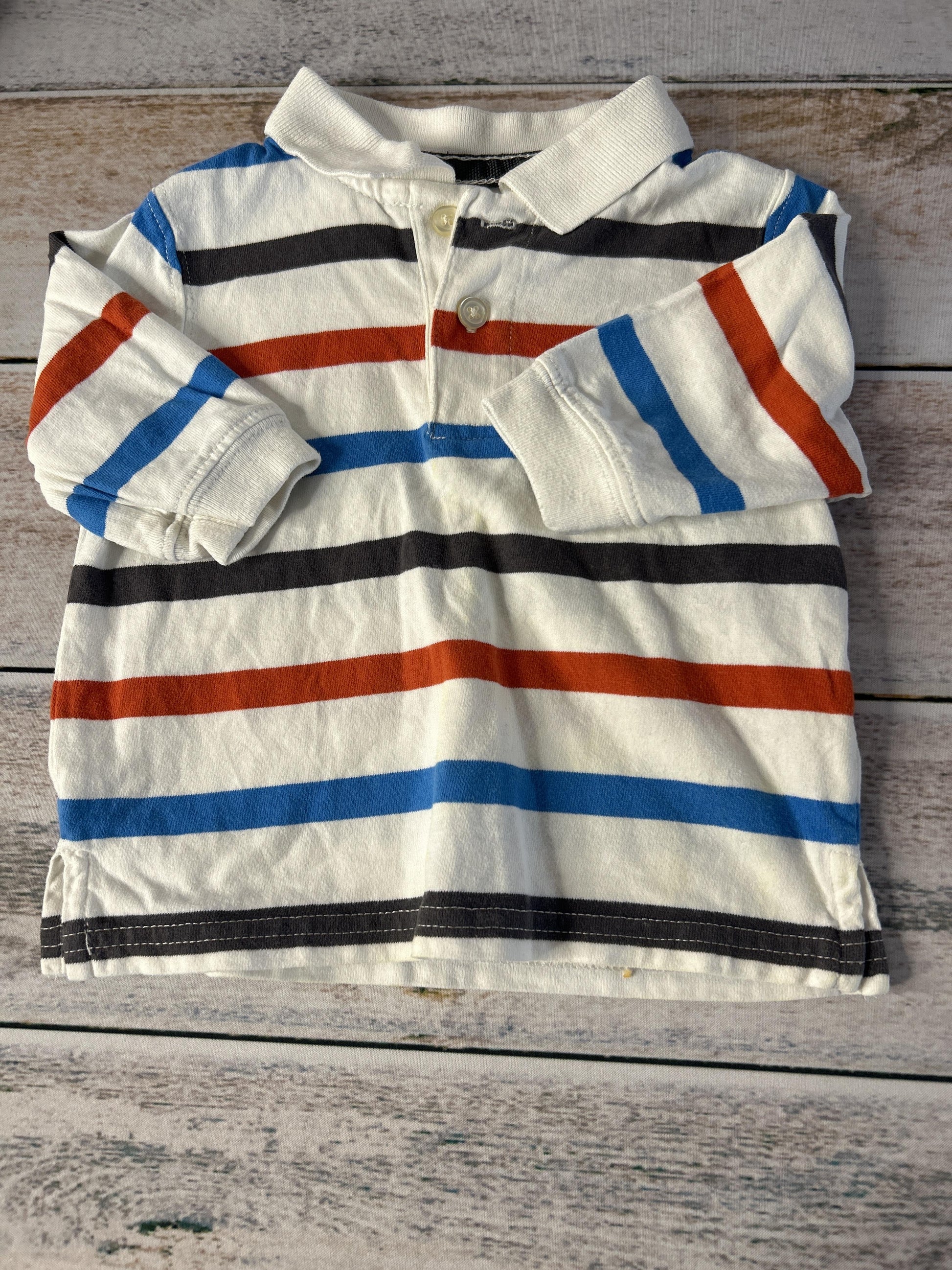 Boys Blue | orange | White | Black Long Sleeve Shirt Size: 6-9 months Blue | orange | White | Black