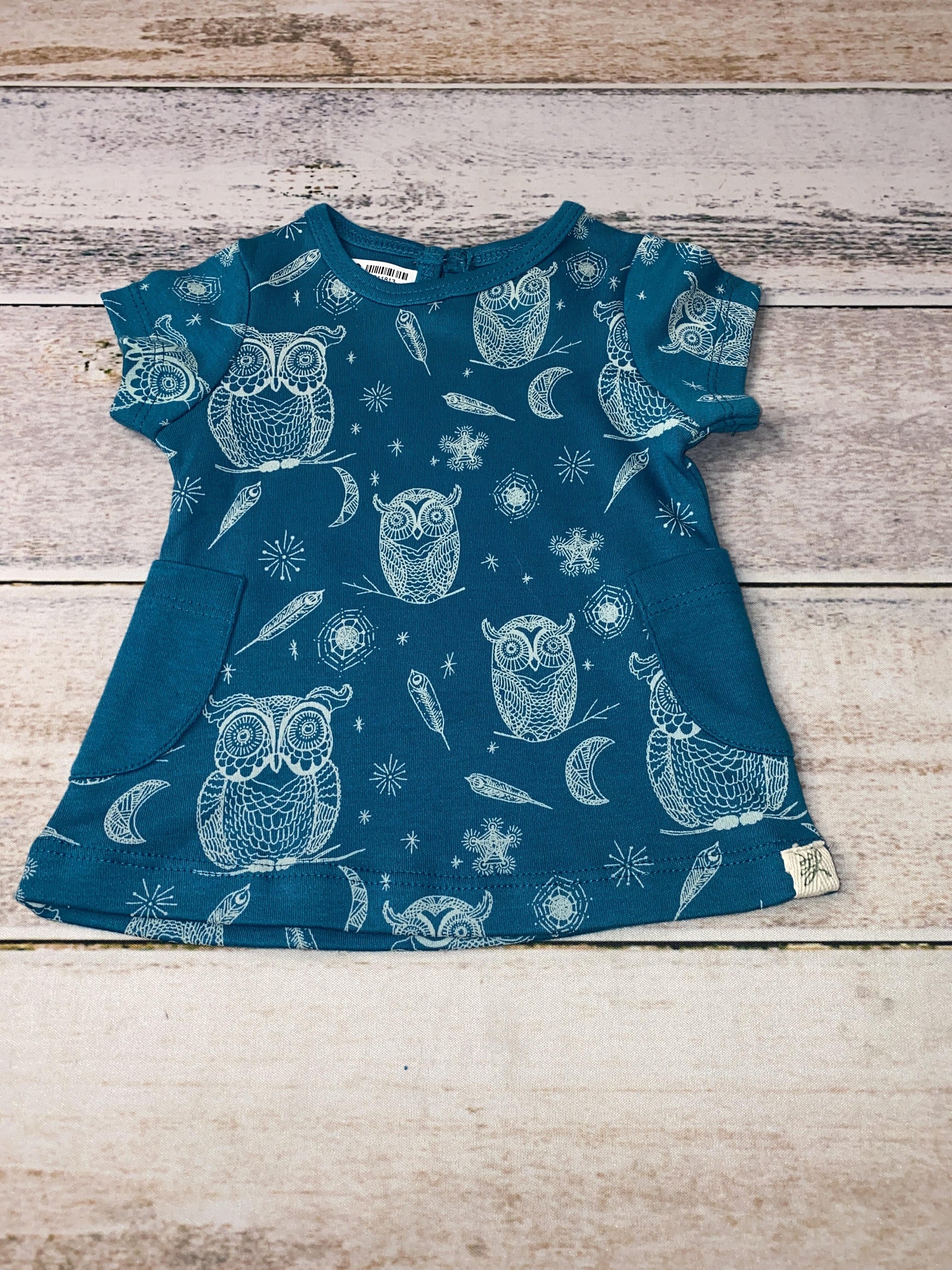 Little Lentil Girls Blue | Owls Dress Size: Newborn Blue | Owls