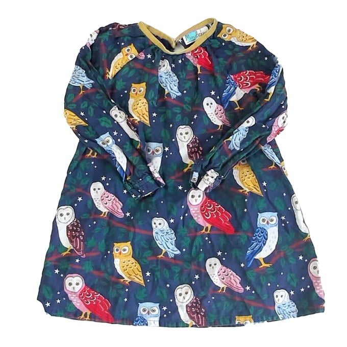 Boden Girls Blue Owls Dress Size: 4-5T Blue Owls