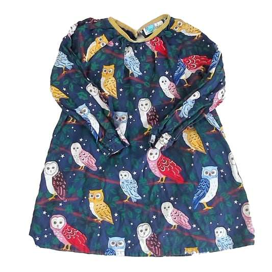Boden Girls Blue Owls Dress Size: 4-5T Blue Owls