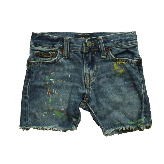 Ralph Lauren Boys Blue Paint Splatter Jean Shorts Size: 2T Blue Paint Splatter