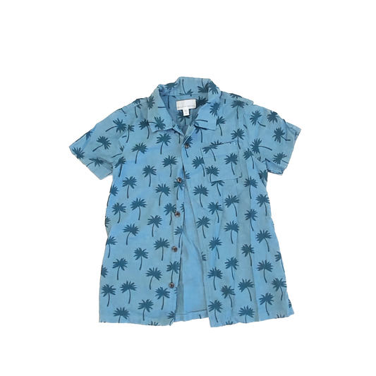 Rockets Of Awesome Boys Blue | Palm Tree Button Down Short Sleeve Size: 8 Blue | Palm Tree