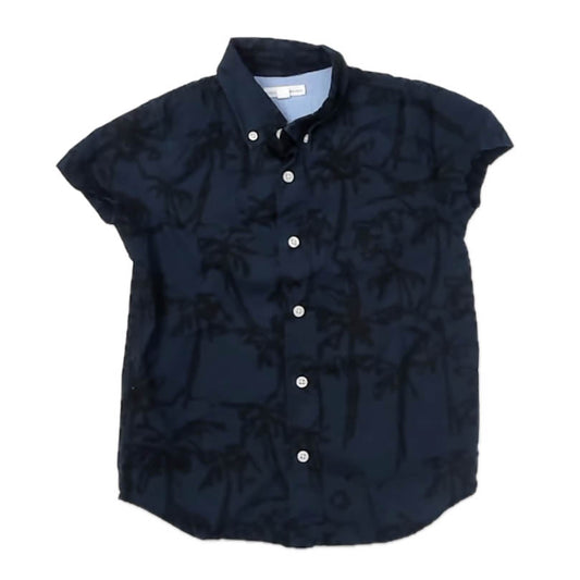 Rockets of Awesome Boys Blue Palm Trees Button Down Short Sleeve Size: 6-7 Years Blue Palm Trees