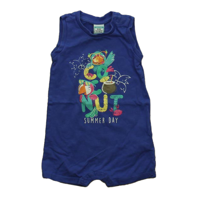 Top Top Boys Blue Parrot Romper Size: 9-12 Months Blue Parrot