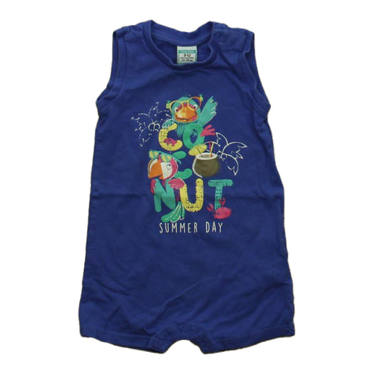 Top Top Boys Blue Parrot Romper Size: 9-12 Months Blue Parrot