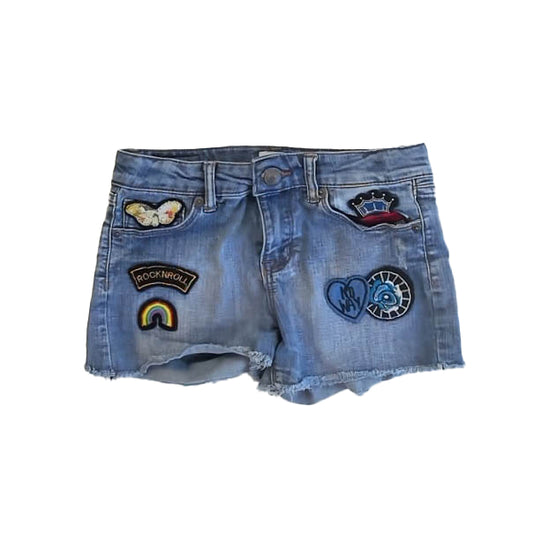 Hudson Girls Blue Patches Jean Shorts Size: 14 Years Blue Patches