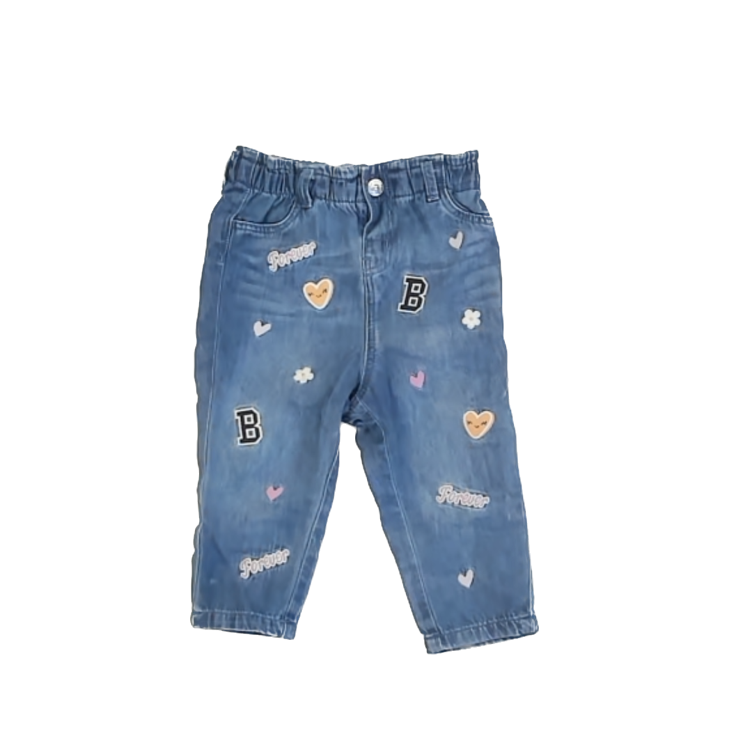 H&M Girls Blue | Patches Jeans Size: 18 Months Blue | Patches