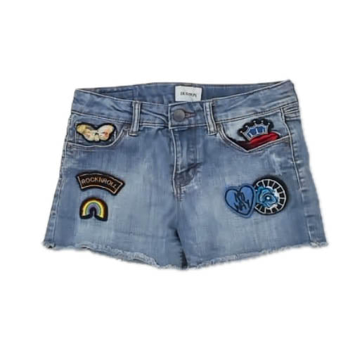 Hudson Girls Blue Patches Jean Shorts Size: 14 Years Blue Patches