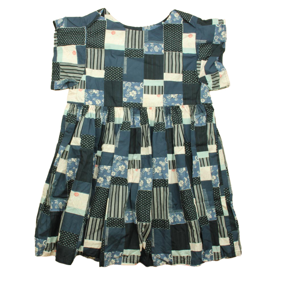 Tea Collection Girls Blue Patchwork Dress Size: 16 Years Blue Patchwork