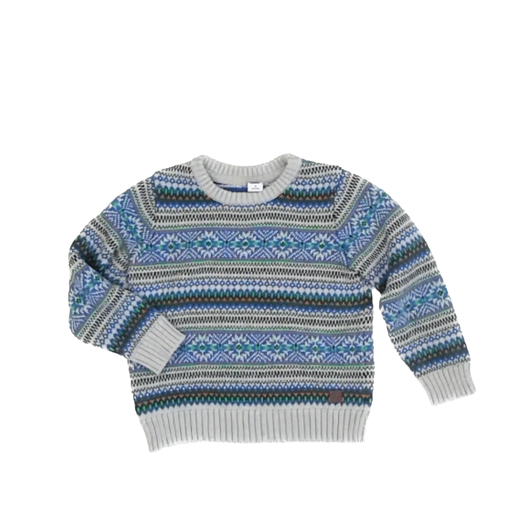 Janie and Jack Boys Blue Patterned Sweater Size: 3T Blue Patterned