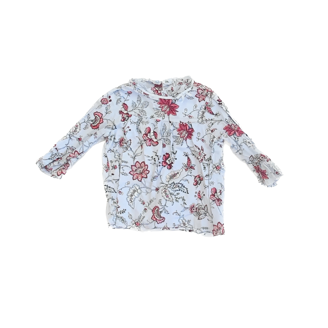 Janie and Jack Girls Blue Patterned Blouse Size: 5T Blue Patterned