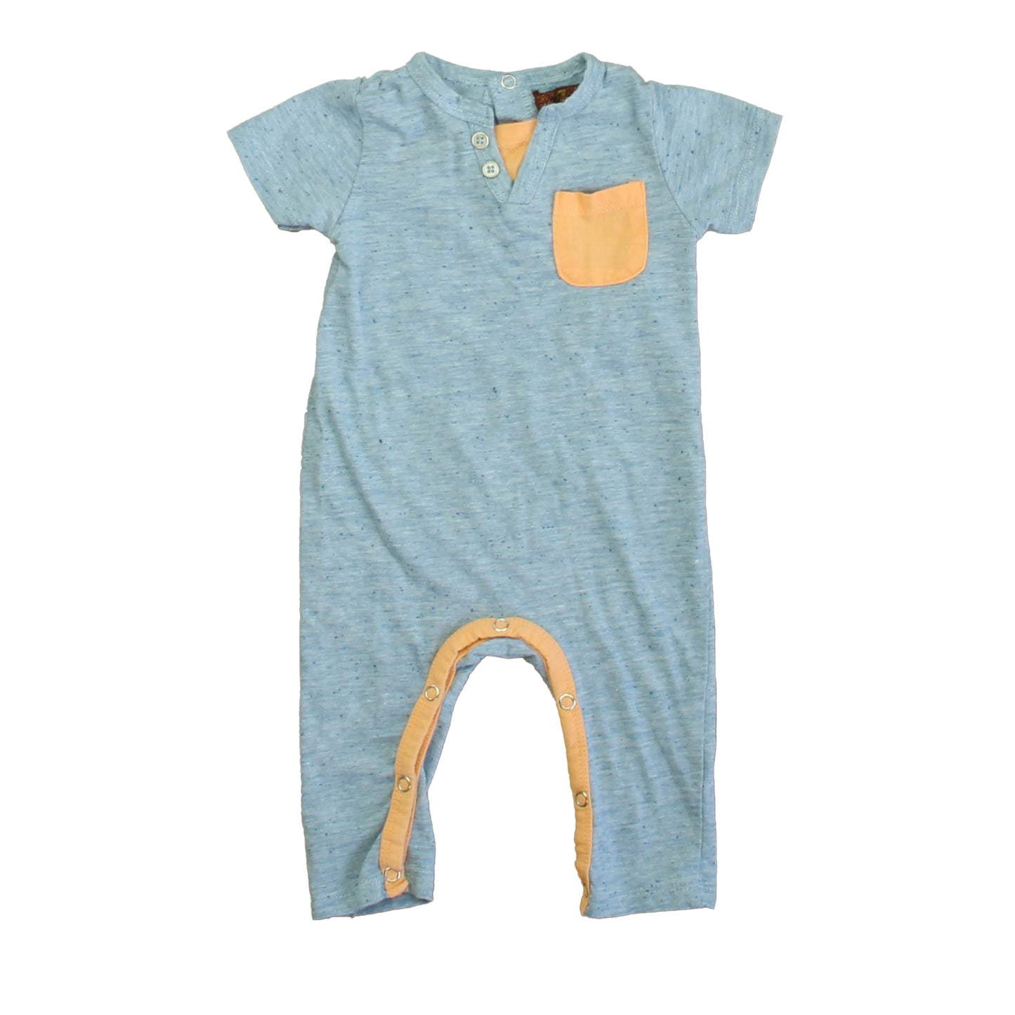 7 for all Mankind Boys Blue | Peach Romper Size: 3-6 Months