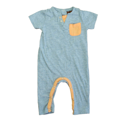 7 for all Mankind Boys Blue | Peach Romper Size: 3-6 Months