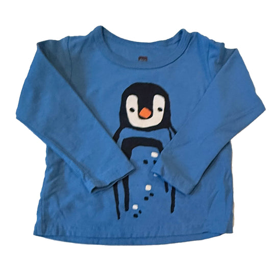 Tea Collection Boys Blue Penguin Long Sleeve T-Shirt Size: 9-12 Months Blue Penguin
