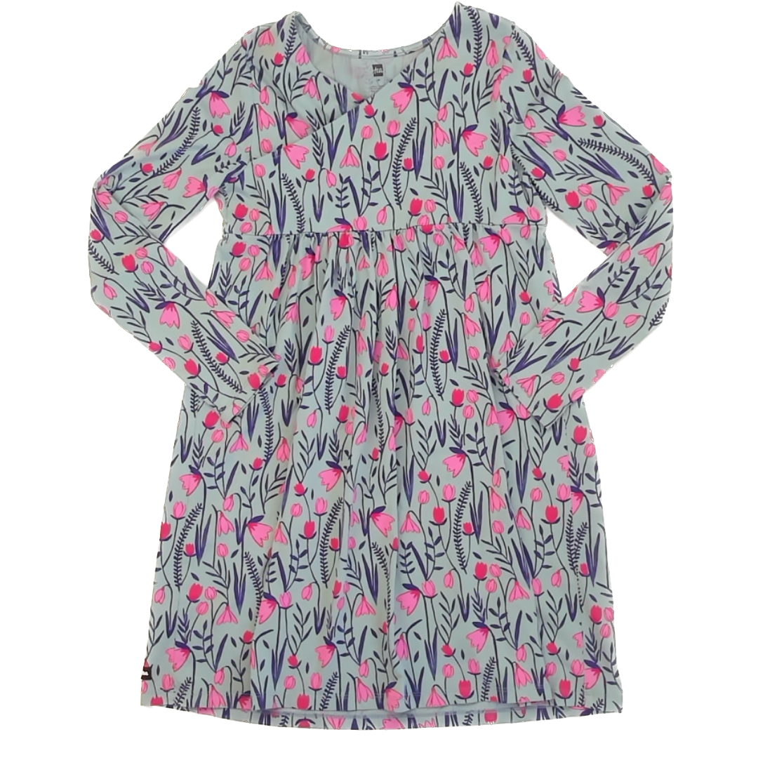 Tea Collection Girls Blue | Pink and Purple Floral Dress Size: 14 Years Blue | Pink and Purple Floral