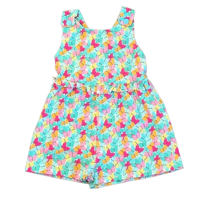 Mayoral Girls Blue | Pink Butterflies Romper Size: 4T Blue | Pink Butterflies