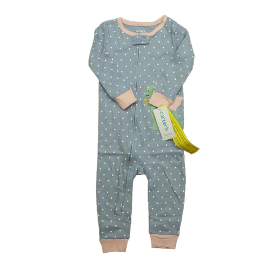 Carter's Boys Blue | Pink Dinosaur 1-piece Non-footed Pajamas Size: 12 Months