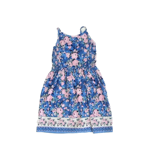BCBG Girls Girls Blue | Pink Floral Dress Size: XS (5-6 Years) Blue | Pink Floral