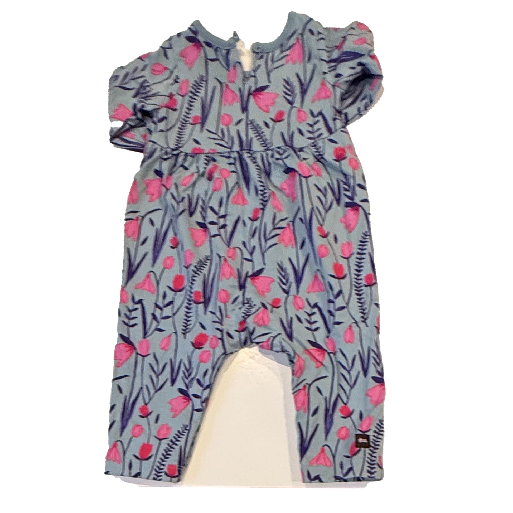 Tea Collection Girls Blue | Pink Floral Long Sleeve Outfit Size: 3-6 Months Blue | Pink Floral