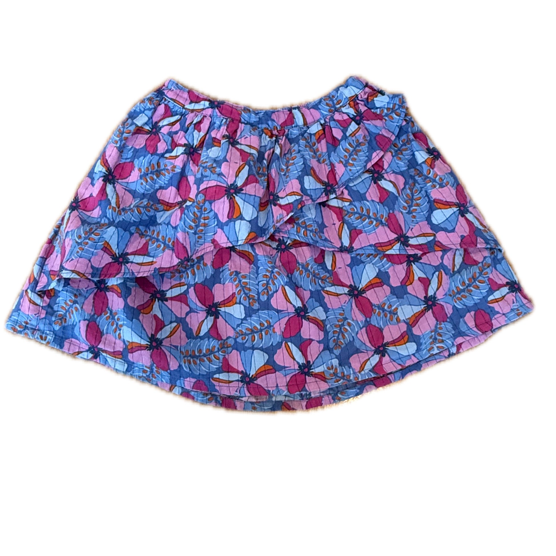 Du Pareil Girls Blue | Pink Floral Skirt Size: 5T Blue | Pink Floral