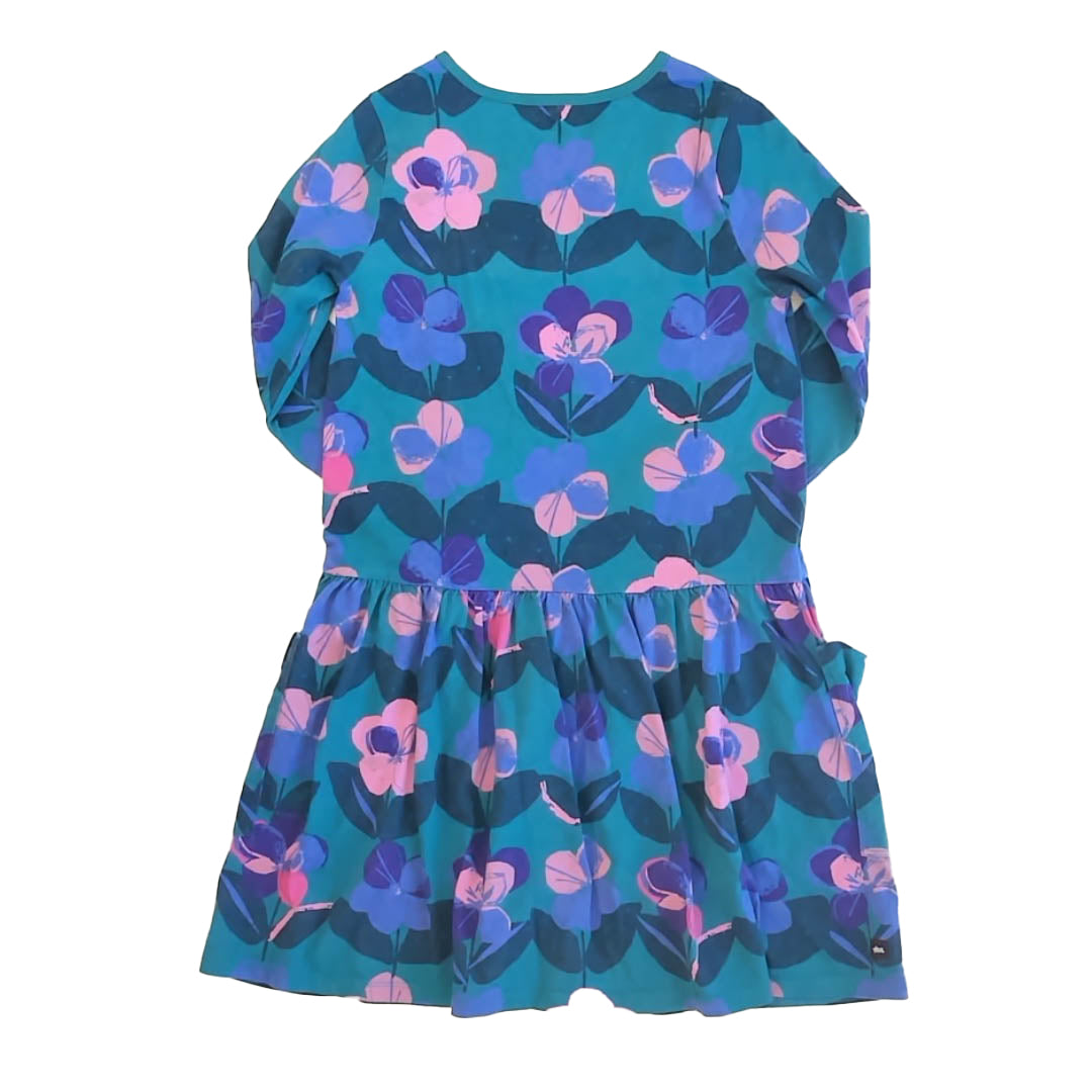 Tea Collection Girls Blue | Pink Floral Dress Size: 12 Years Blue | Pink Floral