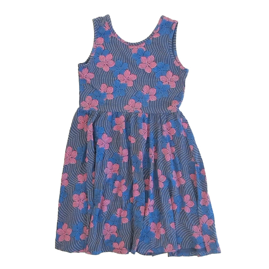 Tea Collection Girls Blue | Pink Floral Dress Size: 12 Years Blue | Pink Floral