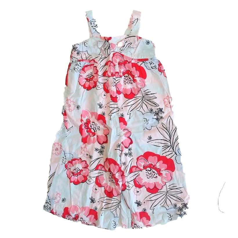 Janie and Jack Girls Blue | Pink Floral Romper Size: 3T Blue | Pink Floral
