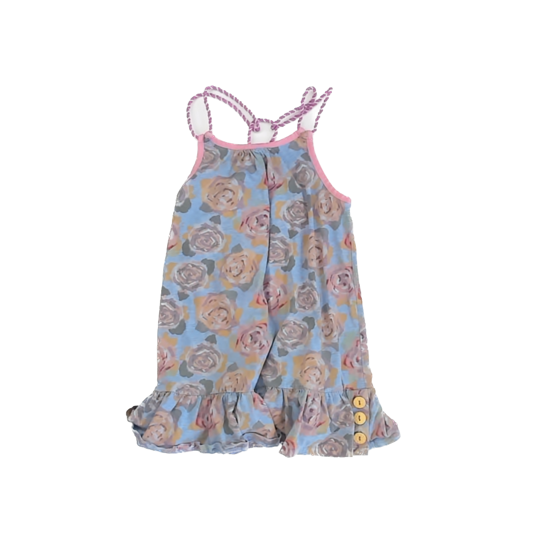 Matilda Jane Girls Blue | Pink Floral Dress Size: 8 Years Blue | Pink Floral