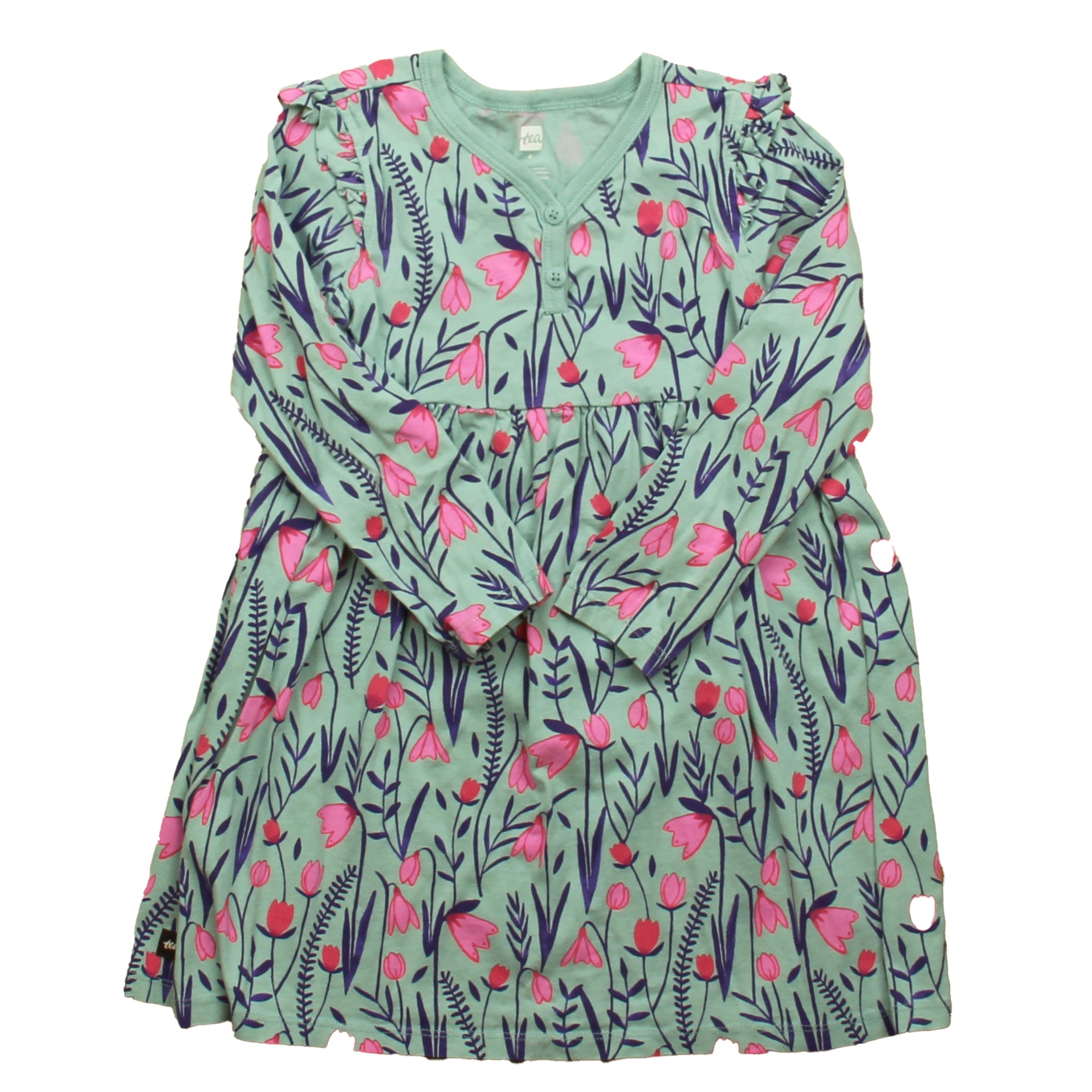 Tea Collection Girls Blue | Pink Floral Dress Size: 4T Blue | Pink Floral