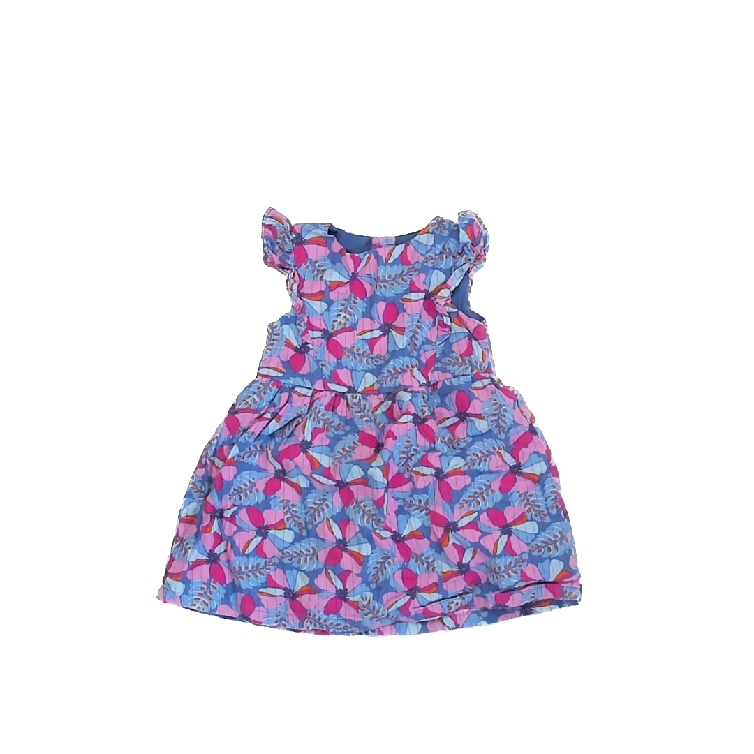 Du Pareil Girls Blue | Pink Floral Dress Size: 3T Blue | Pink Floral