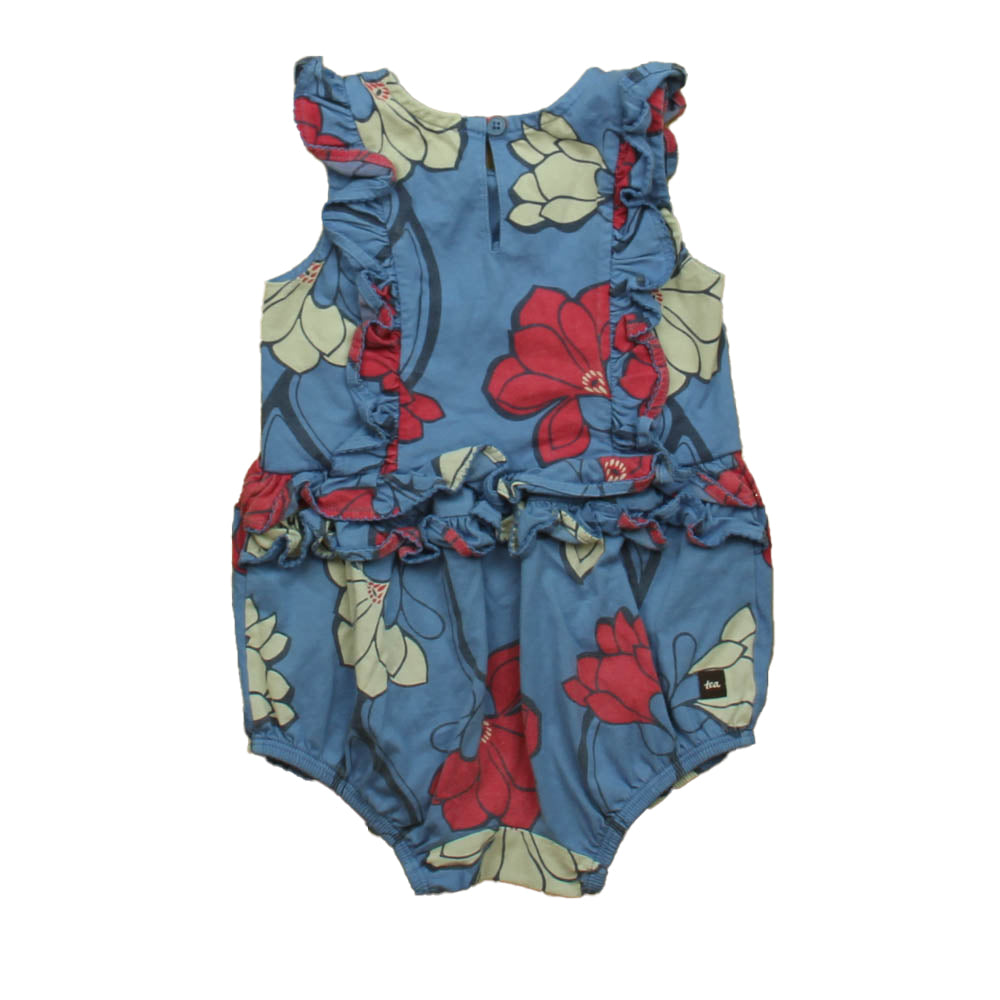 Tea Girls Blue | Pink Floral Romper Size: 12-18 Months Blue | Pink Floral