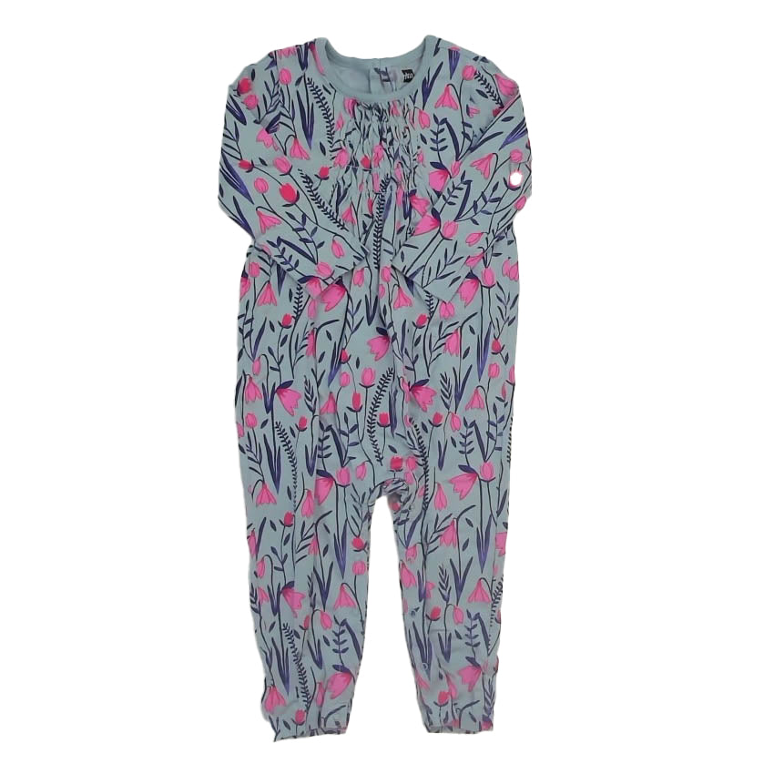 Tea Collection Girls Blue | Pink Floral Long Sleeve Outfit Size: 18-24 Months Blue | Pink Floral