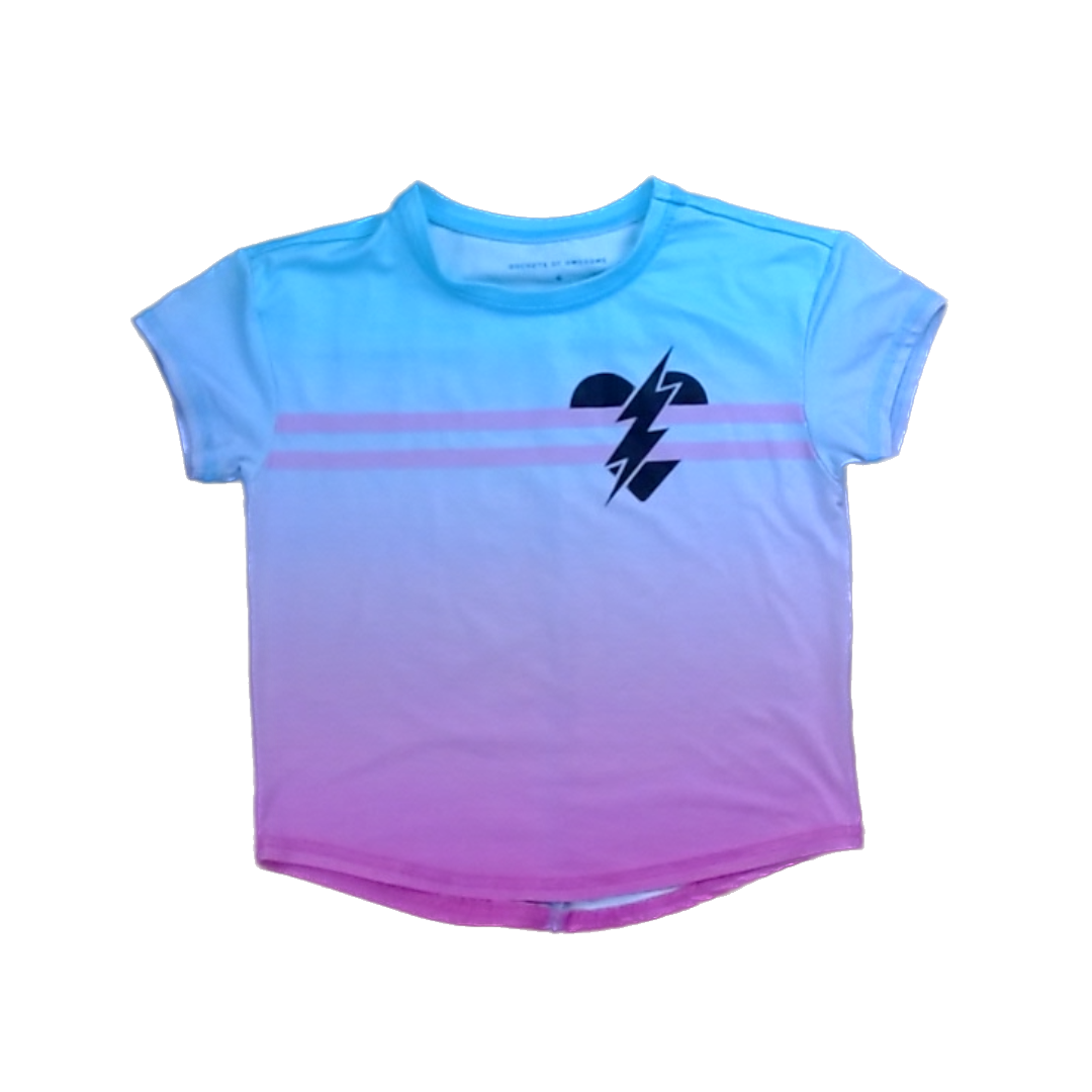 Rockets Of Awesome Girls Blue | Pink Ombre Short Sleeve Shirt Size: 4T Blue | Pink Ombre