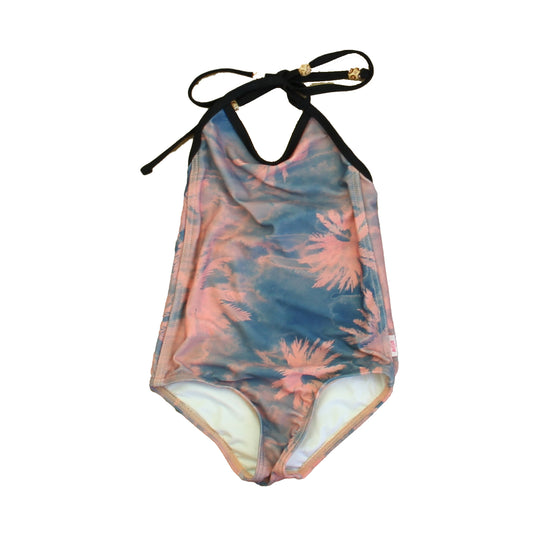 Munster Girls Blue | Pink Palm Trees 1-piece Swimsuit Size: 2T Blue | Pink Palm Trees