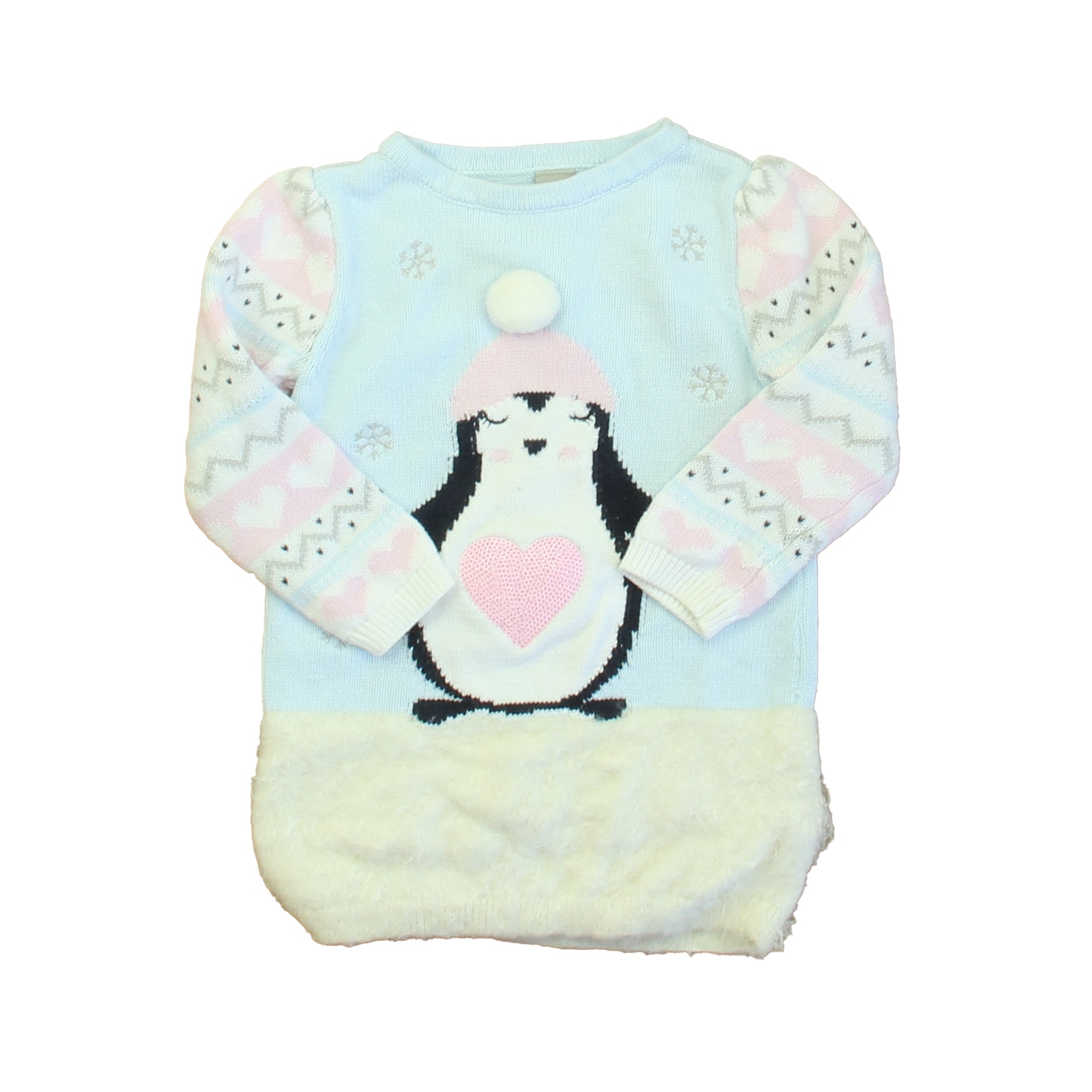 Tu Girls Blue | Pink Penguin Sweater Dress Size: 18-24 Months Blue | Pink Penguin