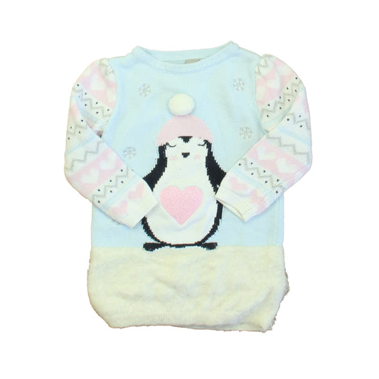 Tu Girls Blue | Pink Penguin Sweater Dress Size: 18-24 Months Blue | Pink Penguin