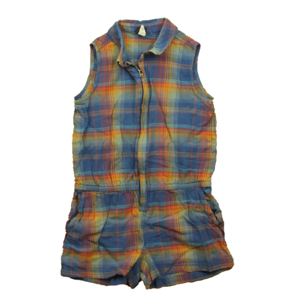 Tea Collection Girls Blue | Pink Plaid Romper Size: 6 Years Blue | Pink Plaid