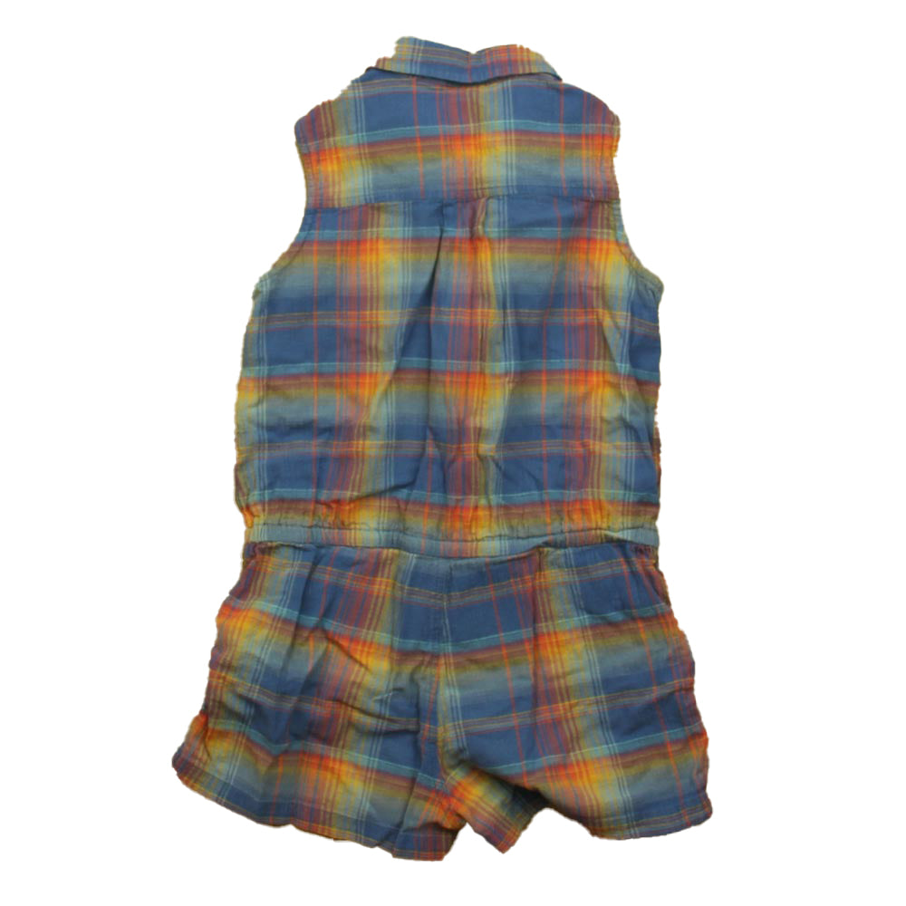 Tea Collection Girls Blue | Pink Plaid Romper Size: 6 Years Blue | Pink Plaid