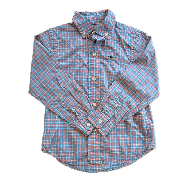 Vineyard Vines Boys Blue | Pink Plaid Button Down Long Sleeve Size: 2T