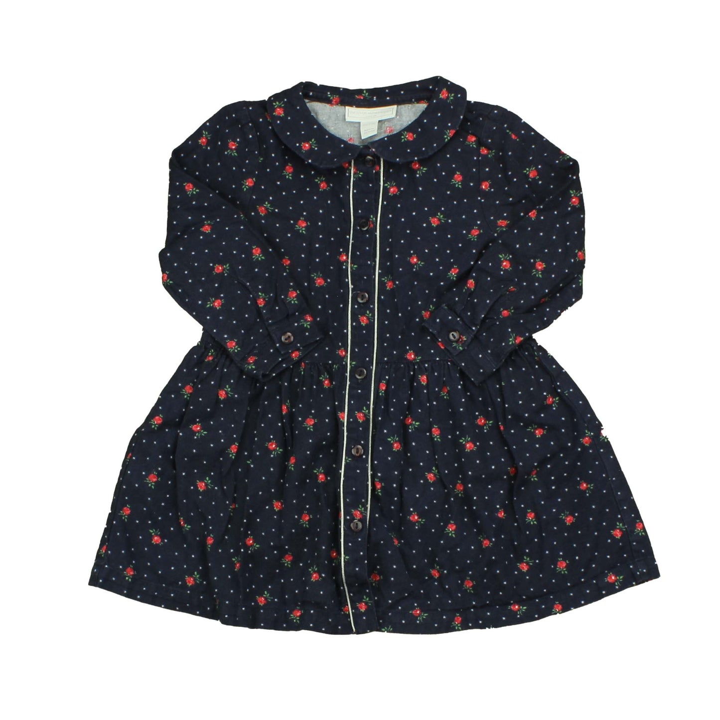 The Little White Company Girls Blue | Pink | Roses Dress Size: 18-24 Months Blue | Pink | Roses