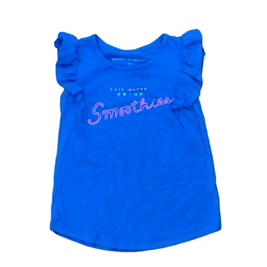 Rockets Of Awesome Girls Blue | Pink Smoothies Short Sleeve Shirt Size: 5T - 10 Years Blue | Pink Smoothies