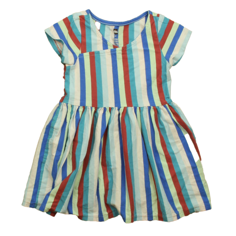 Tea Girls Blue | Pink Stripe Dress Size: 3T